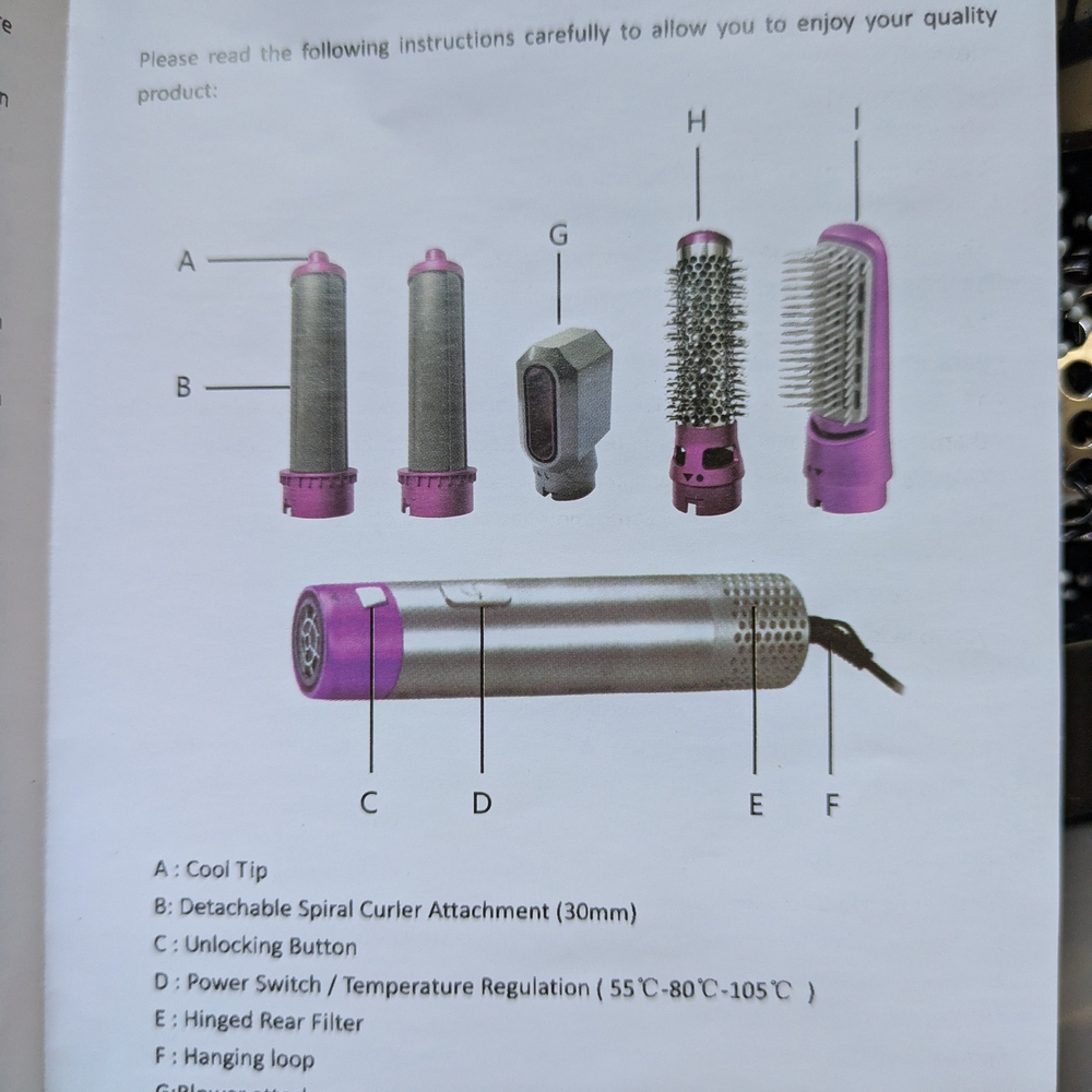 Source Unknown 5-in-1 Hot Air Styler - Pink and Gray - Picture 5 of 5